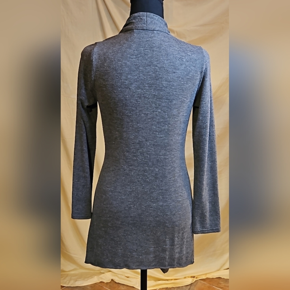 Sushiflower Gray Open Front Wrap Cardigan Sweater Tie Belt S Vintage Y2K - Picture 5 of 8